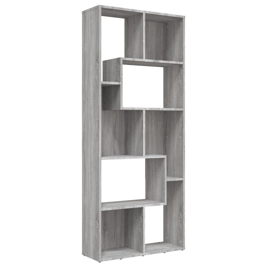 Boekenkast 67X24X6 Cm Bewerkt Hout Eikenkleurig Grijs sonoma