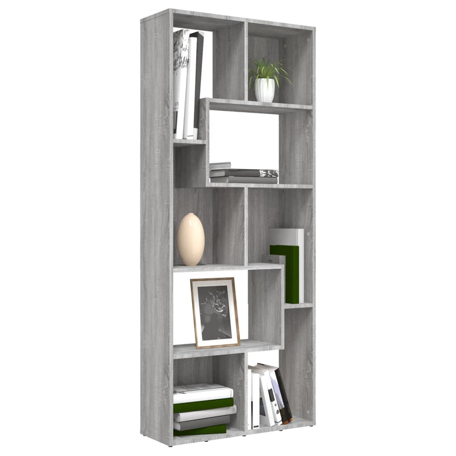 Boekenkast 67X24X6 Cm Bewerkt Hout Eikenkleurig Grijs sonoma