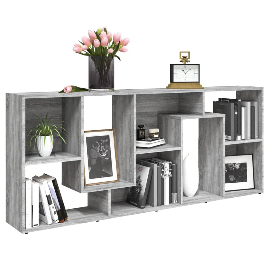 Boekenkast 67X24X6 Cm Bewerkt Hout Eikenkleurig Grijs sonoma