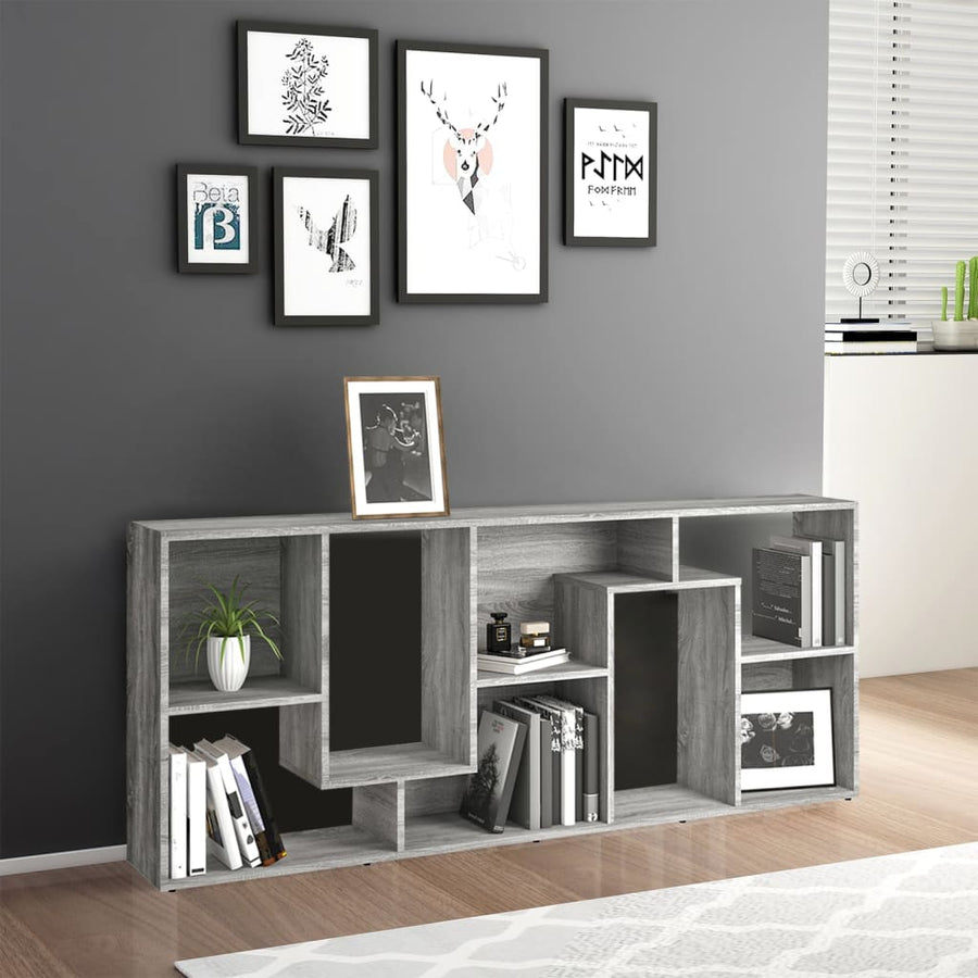 Boekenkast 67X24X6 Cm Bewerkt Hout Eikenkleurig Grijs sonoma