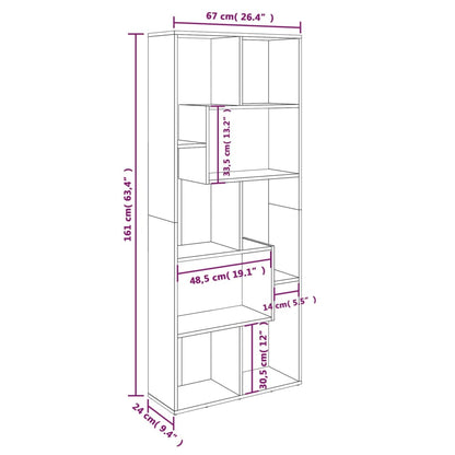 Boekenkast 67X24X6 Cm Bewerkt Hout Eikenkleurig Grijs sonoma