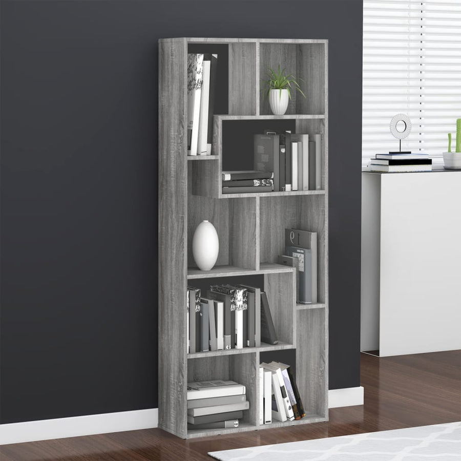 Boekenkast 67X24X6 Cm Bewerkt Hout Eikenkleurig Grijs sonoma
