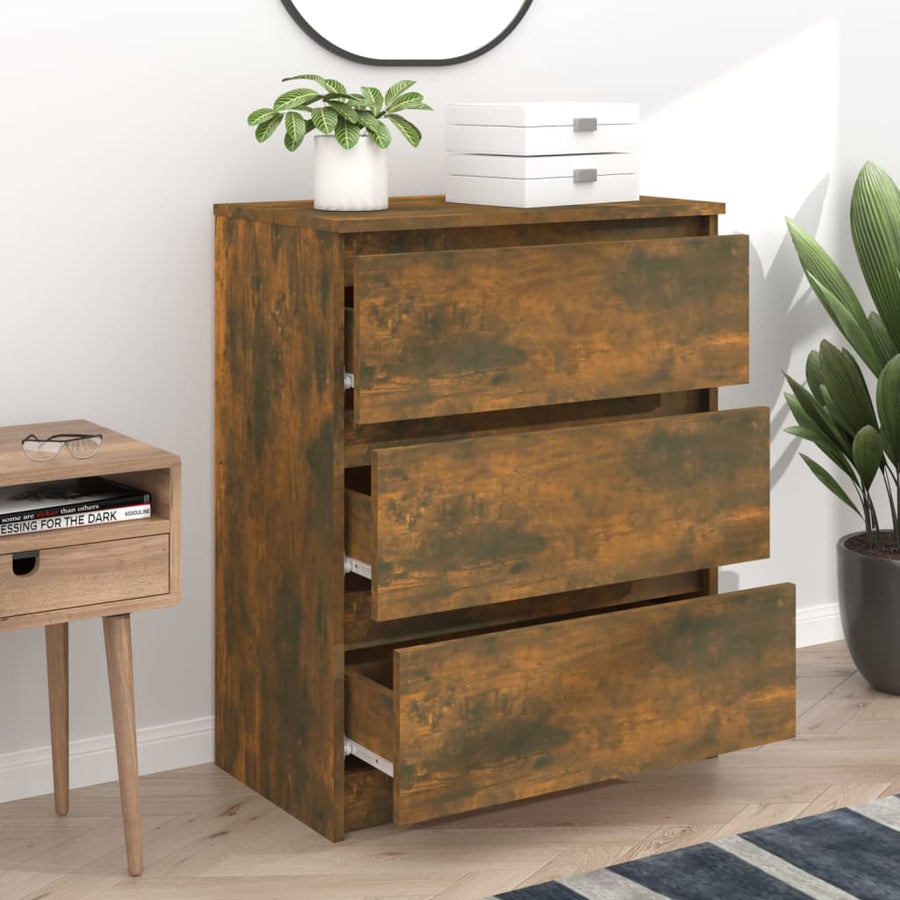 Dressoir 60X35X76 Cm Bewerkt Hout Kleurig Gerookt eiken