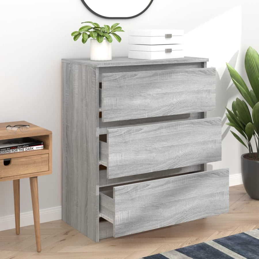 Dressoir 60X35X76 Cm Bewerkt Hout Eikenkleurig Grijs sonoma