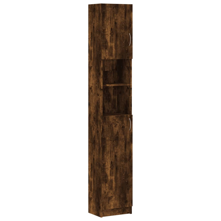 Badkamerkast 32X25,5X90 Cm Bewerkt Hout Kleurig Gerookt eiken