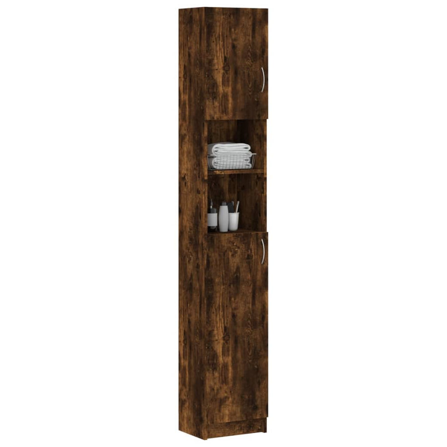 Badkamerkast 32X25,5X90 Cm Bewerkt Hout Kleurig Gerookt eiken