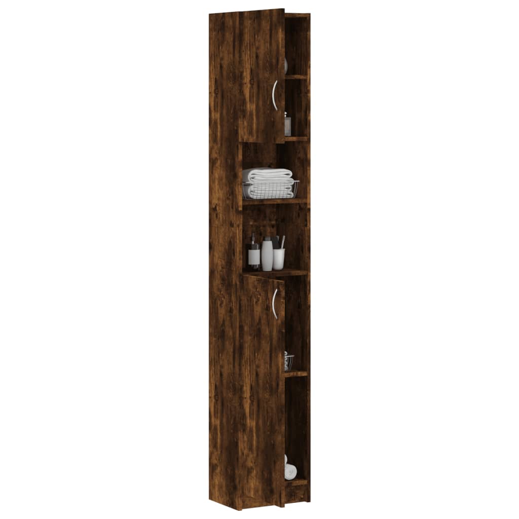 Badkamerkast 32X25,5X90 Cm Bewerkt Hout Kleurig Gerookt eiken