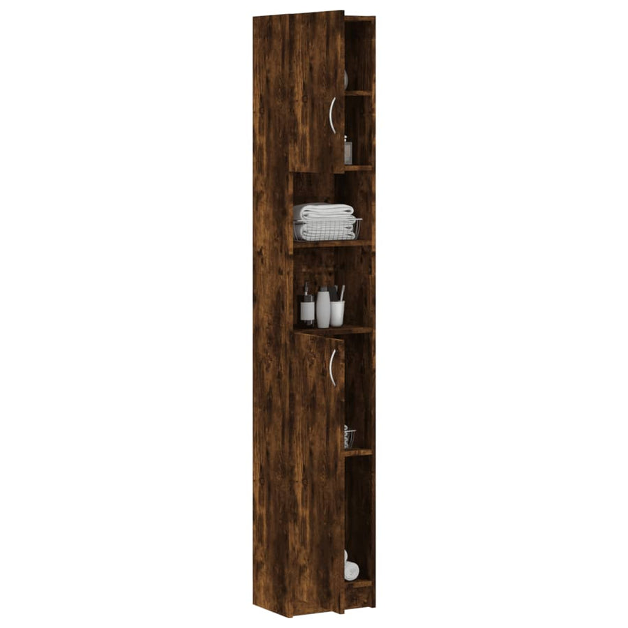 Badkamerkast 32X25,5X90 Cm Bewerkt Hout Kleurig Gerookt eiken