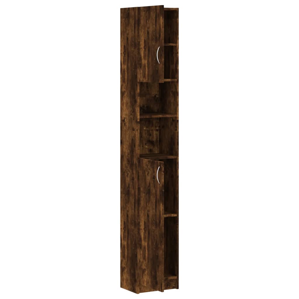 Badkamerkast 32X25,5X90 Cm Bewerkt Hout Kleurig Gerookt eiken