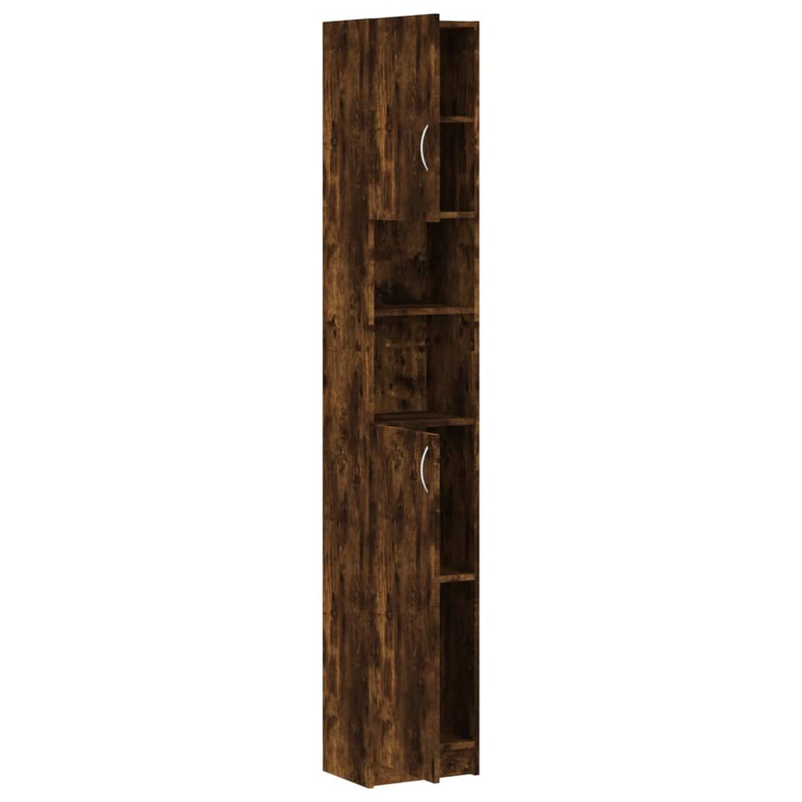 Badkamerkast 32X25,5X90 Cm Bewerkt Hout Kleurig Gerookt eiken