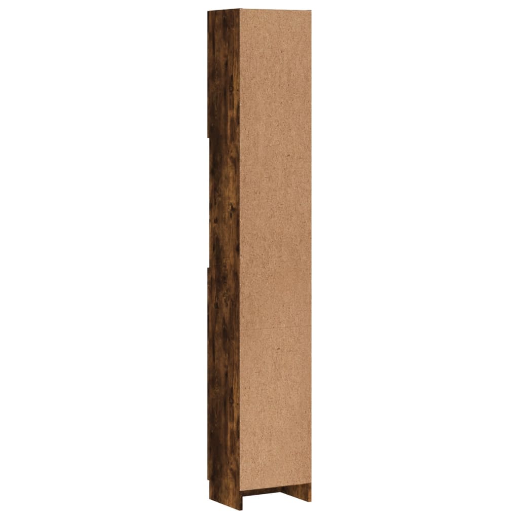 Badkamerkast 32X25,5X90 Cm Bewerkt Hout Kleurig Gerookt eiken