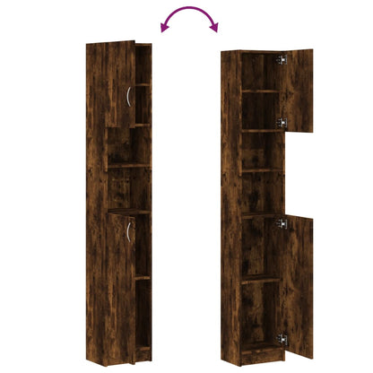 Badkamerkast 32X25,5X90 Cm Bewerkt Hout Kleurig Gerookt eiken