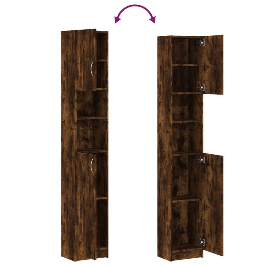 Badkamerkast 32X25,5X90 Cm Bewerkt Hout Kleurig Gerookt eiken