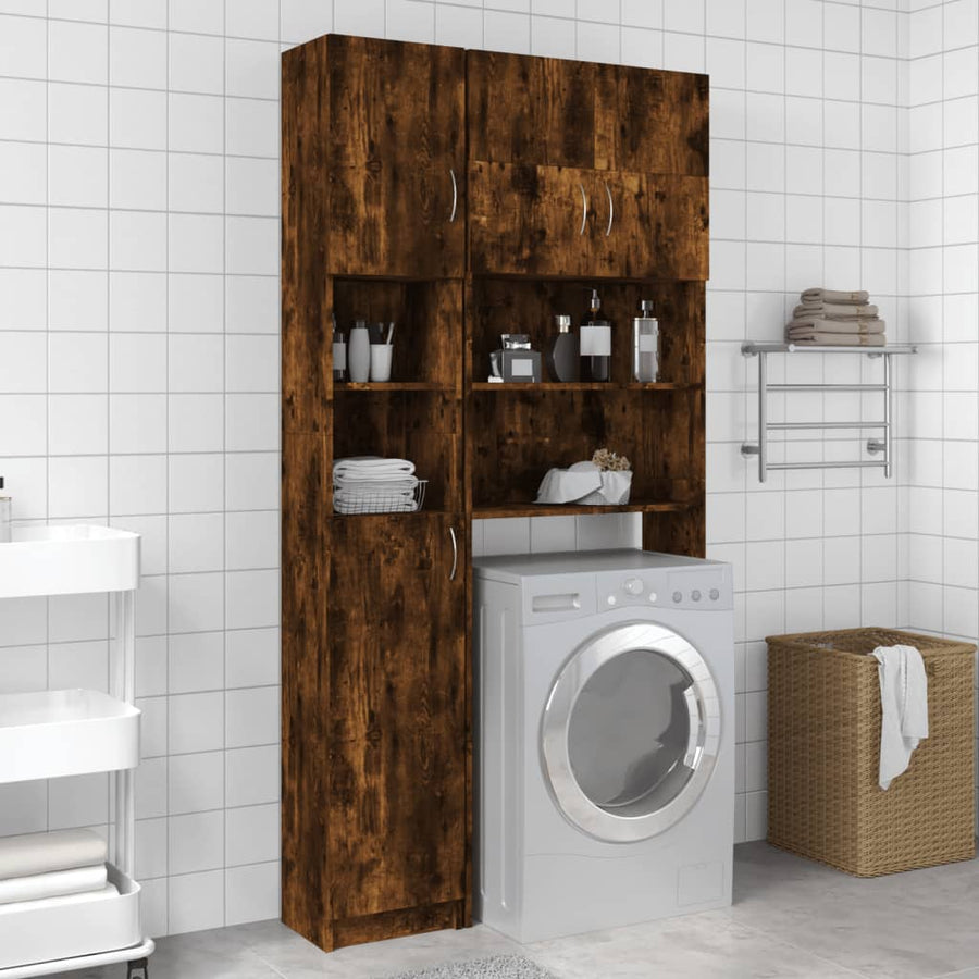 Badkamerkast 32X25,5X90 Cm Bewerkt Hout Kleurig Gerookt eiken
