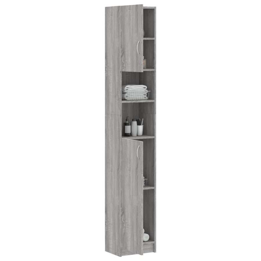 Badkamerkast 32X25,5X90 Cm Bewerkt Hout Eiken Grijs sonoma