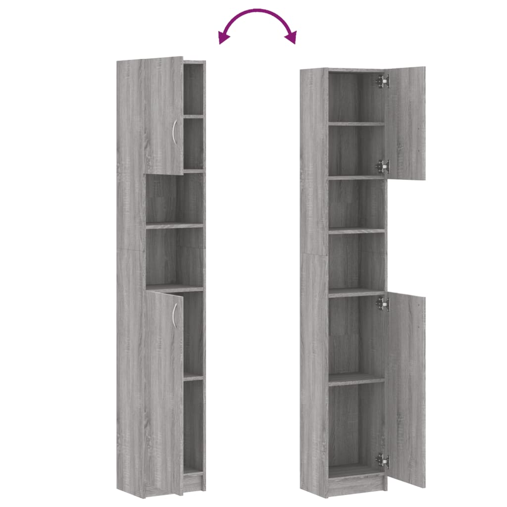 Badkamerkast 32X25,5X90 Cm Bewerkt Hout Eiken Grijs sonoma