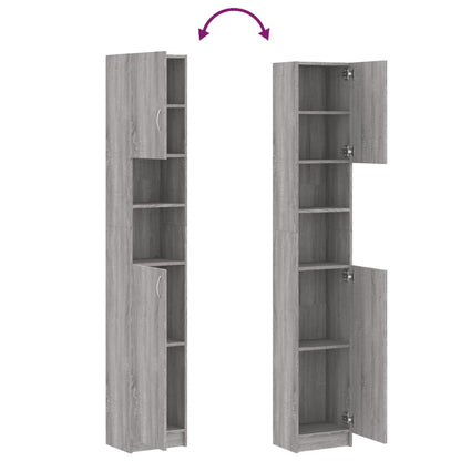 Badkamerkast 32X25,5X90 Cm Bewerkt Hout Eiken Grijs sonoma