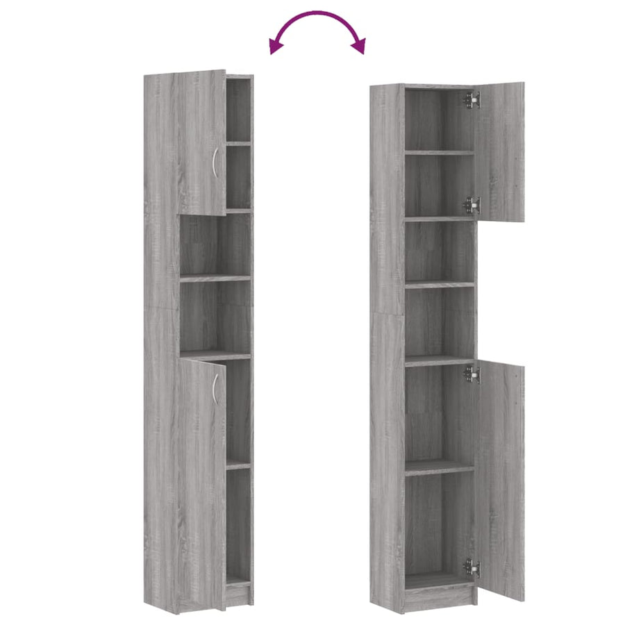 Badkamerkast 32X25,5X90 Cm Bewerkt Hout Eiken Grijs sonoma