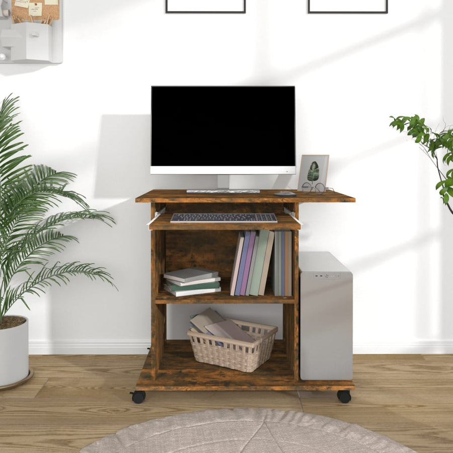 Computerbureau 80x50x75 cm bewerkt hout gerookt eikenkleurig Gerookt eiken