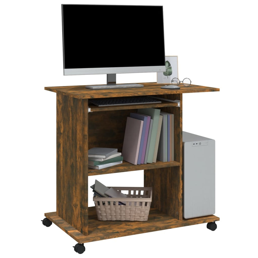 Computerbureau 80x50x75 cm bewerkt hout gerookt eikenkleurig Gerookt eiken