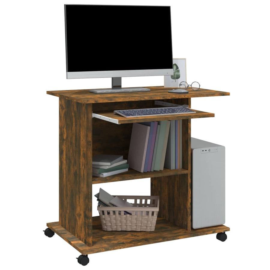 Computerbureau 80x50x75 cm bewerkt hout gerookt eikenkleurig Gerookt eiken