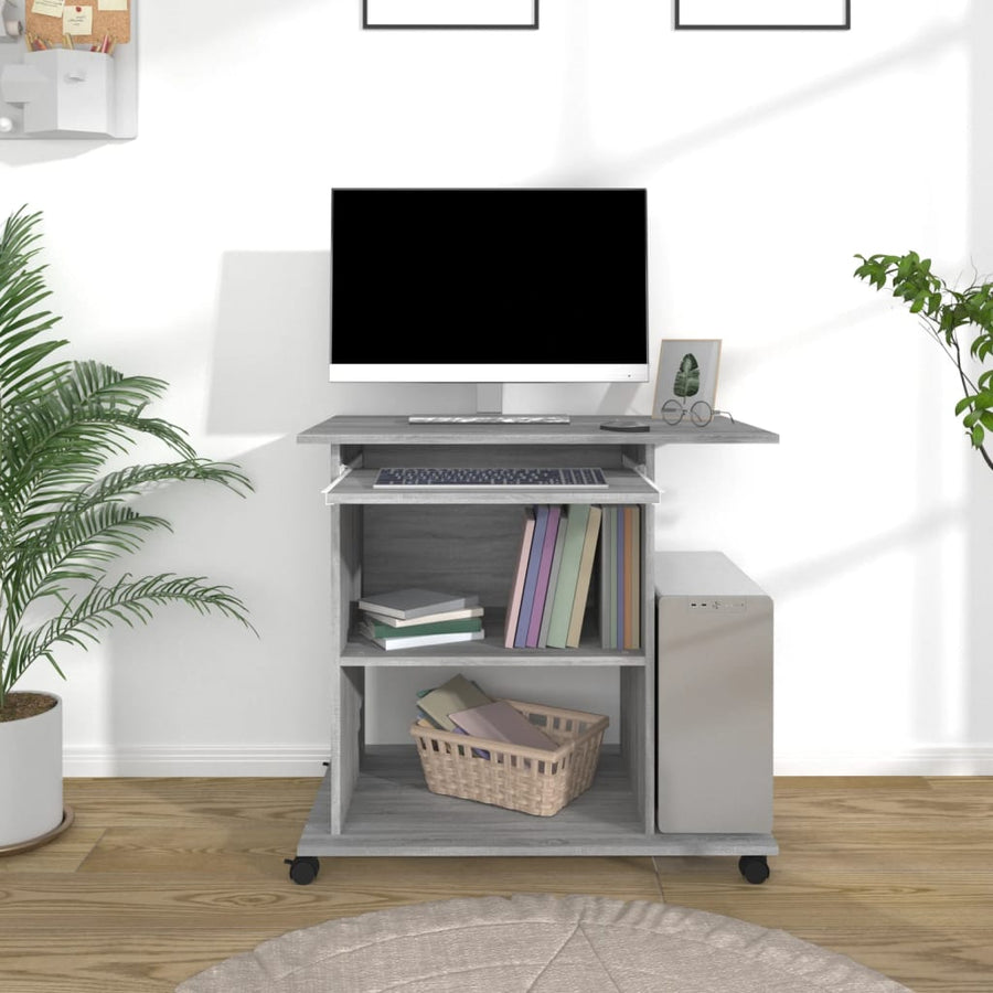 Computerbureau 80x50x75 cm bewerkt hout grijs sonoma eikenkleur Grijs sonoma