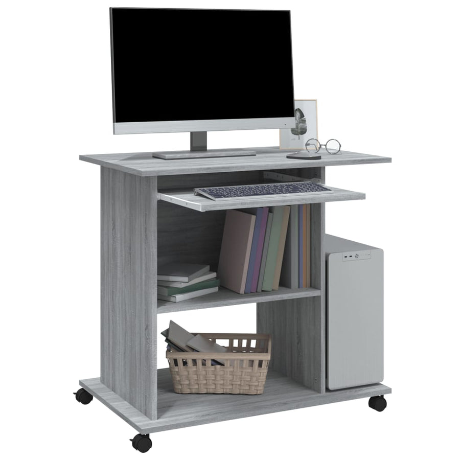 Computerbureau 80x50x75 cm bewerkt hout grijs sonoma eikenkleur Grijs sonoma
