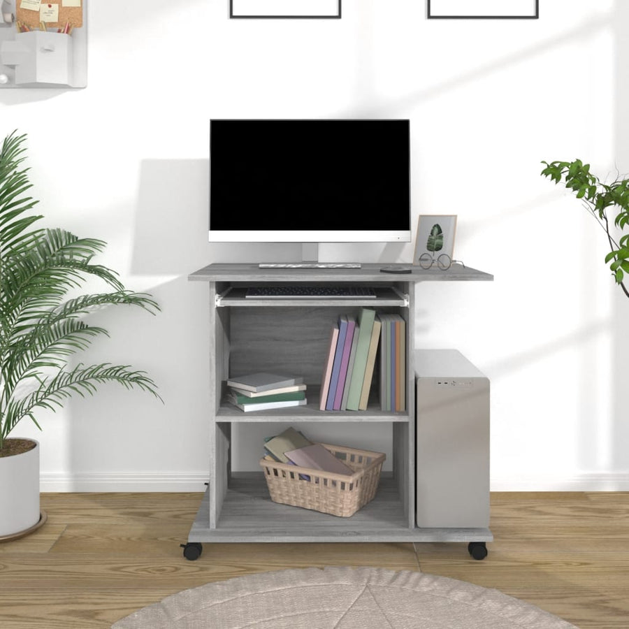 Computerbureau 80x50x75 cm bewerkt hout grijs sonoma eikenkleur Grijs sonoma