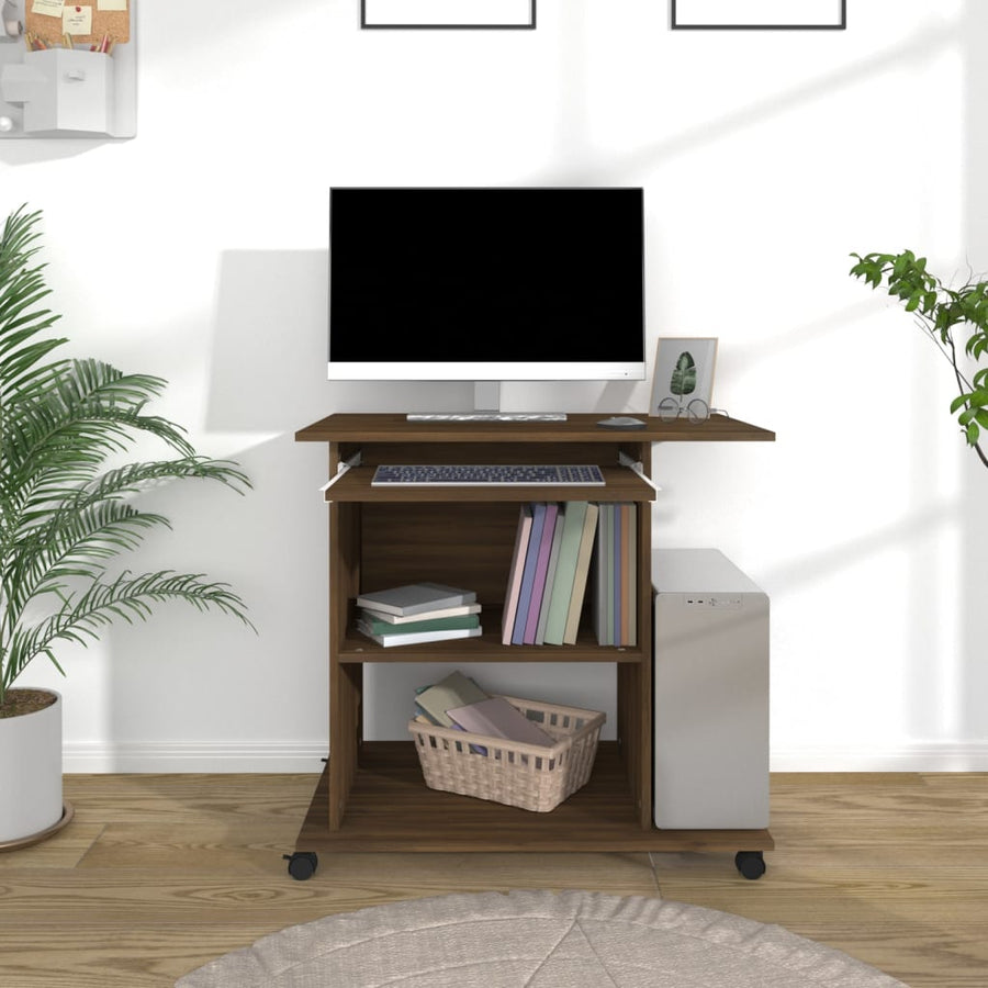 Computerbureau 80X50X75 Cm Bewerkt Hout Bruineikenkleurig bruin eikenkleur