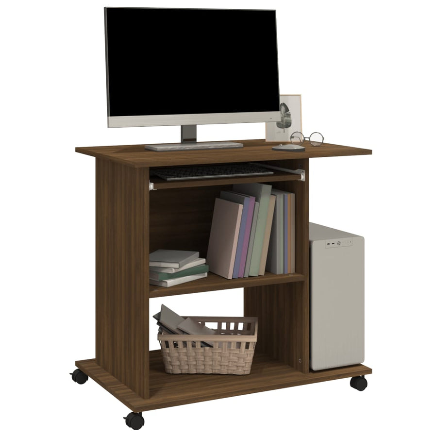 Computerbureau 80X50X75 Cm Bewerkt Hout Bruineikenkleurig bruin eikenkleur