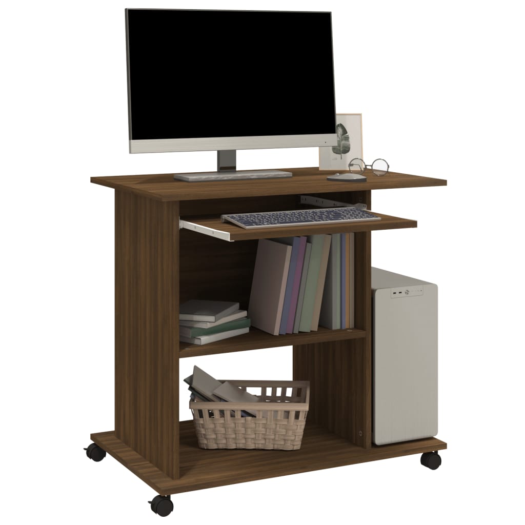 Computerbureau 80X50X75 Cm Bewerkt Hout Bruineikenkleurig bruin eikenkleur