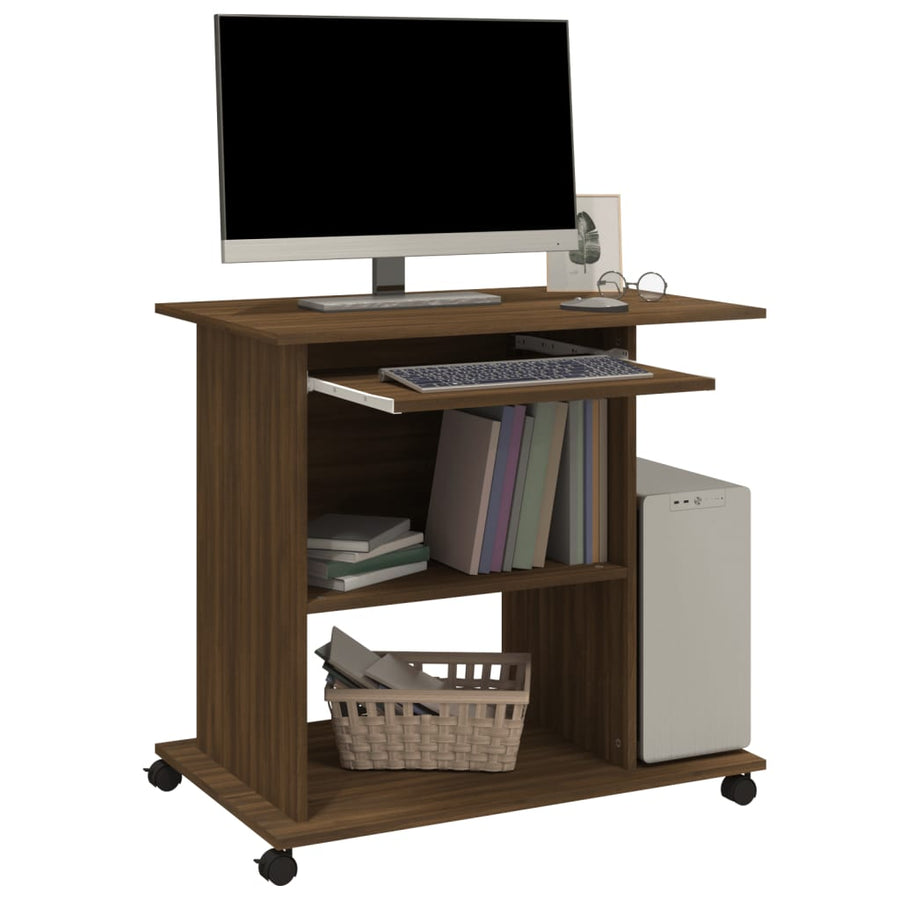 Computerbureau 80X50X75 Cm Bewerkt Hout Bruineikenkleurig bruin eikenkleur
