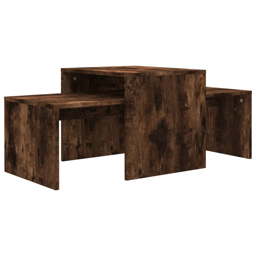 Salontafelset 00X48X40 Cm Bewerkt Hout Kleurig Gerookt eiken