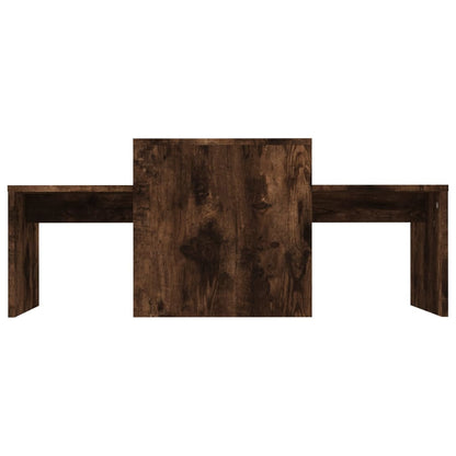 Salontafelset 00X48X40 Cm Bewerkt Hout Kleurig Gerookt eiken