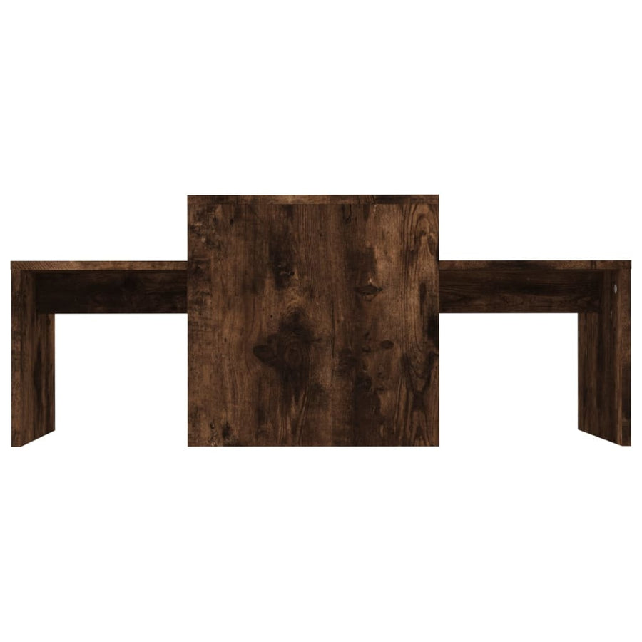 Salontafelset 00X48X40 Cm Bewerkt Hout Kleurig Gerookt eiken