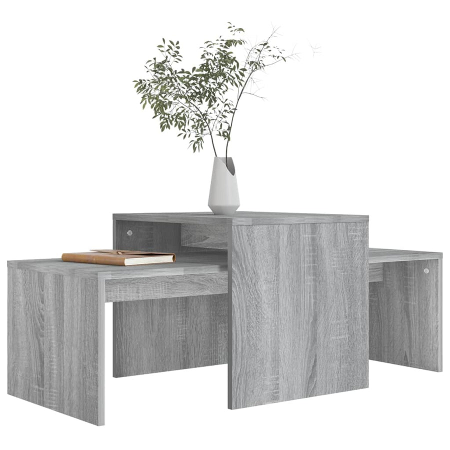 Salontafelset 00X48X40 Cm Bewerkt Hout Eikenkleur Grijs sonoma