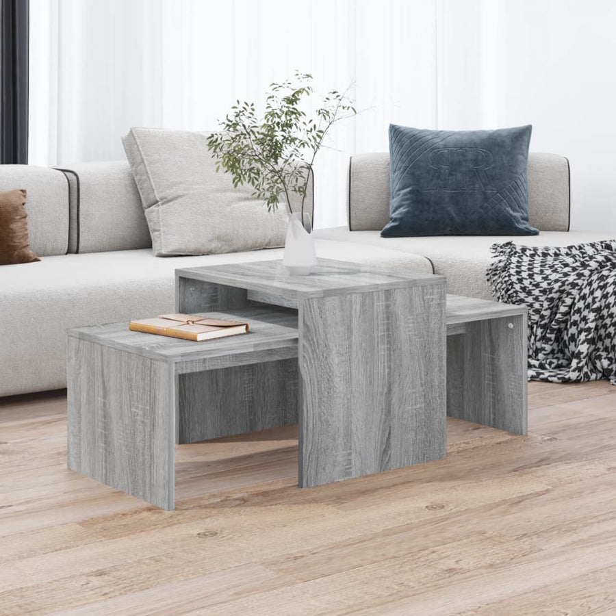 Salontafelset 00X48X40 Cm Bewerkt Hout Eikenkleur Grijs sonoma
