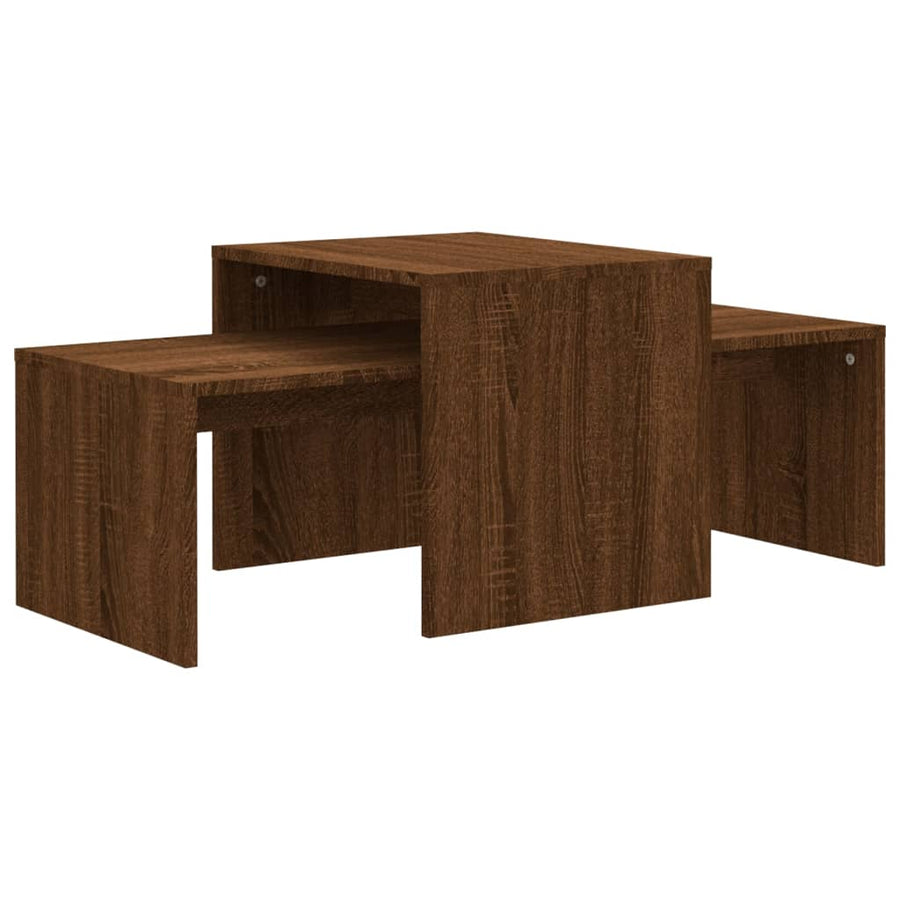 Salontafelset 100x48x40 cm bewerkt hout bruineikenkleurig bruin eikenkleur