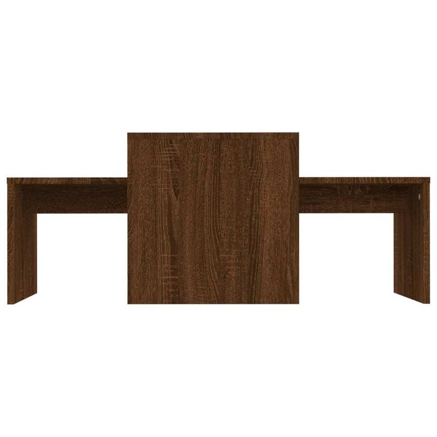 Salontafelset 100x48x40 cm bewerkt hout bruineikenkleurig bruin eikenkleur
