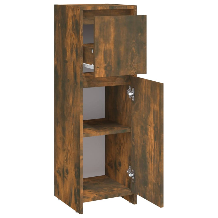 Badkamerkast 30X30X95 Cm Bewerkt Hout Kleurig Gerookt eiken