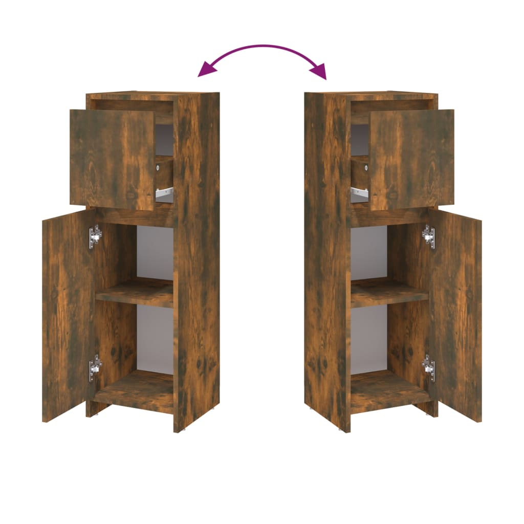 Badkamerkast 30X30X95 Cm Bewerkt Hout Kleurig Gerookt eiken