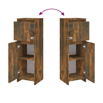 Badkamerkast 30X30X95 Cm Bewerkt Hout Kleurig Gerookt eiken
