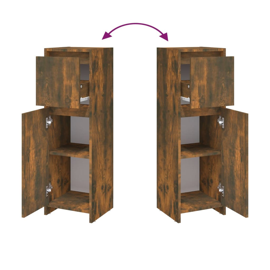 Badkamerkast 30X30X95 Cm Bewerkt Hout Kleurig Gerookt eiken
