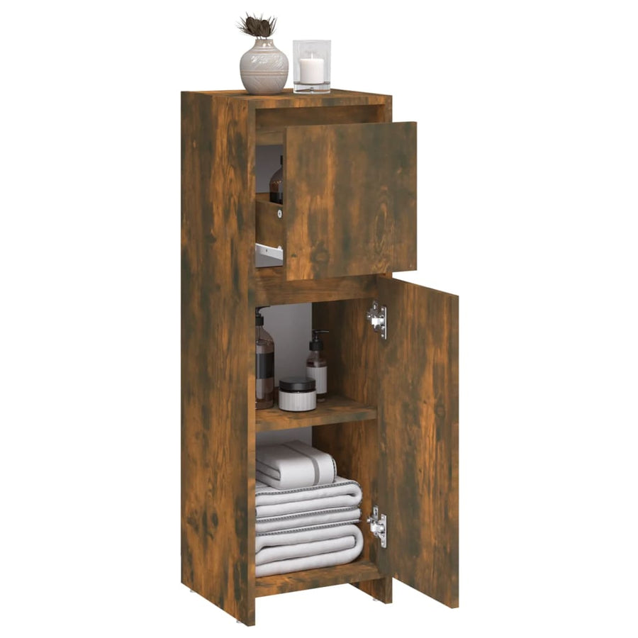 Badkamerkast 30X30X95 Cm Bewerkt Hout Kleurig Gerookt eiken