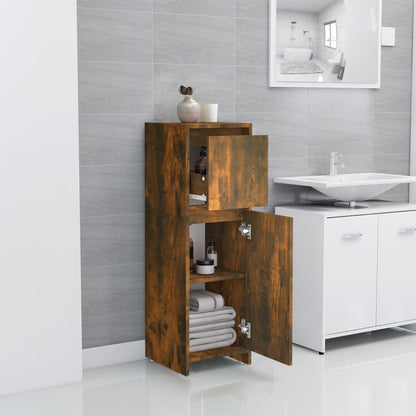 Badkamerkast 30X30X95 Cm Bewerkt Hout Kleurig Gerookt eiken