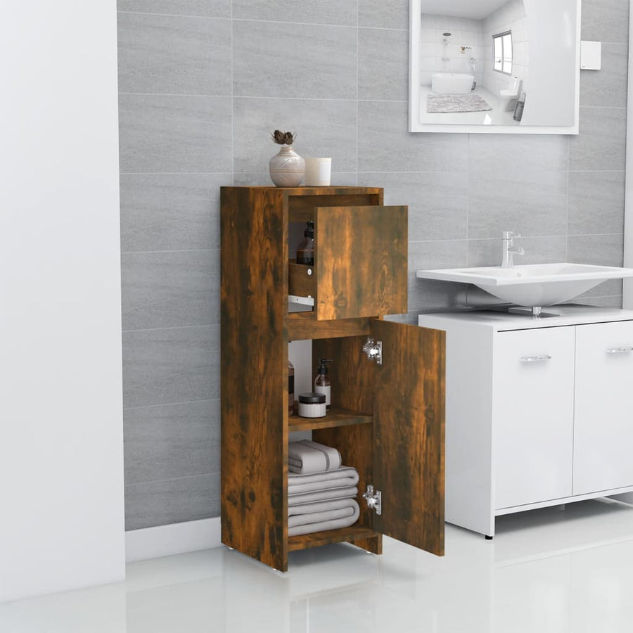 Badkamerkast 30X30X95 Cm Bewerkt Hout Kleurig Gerookt eiken