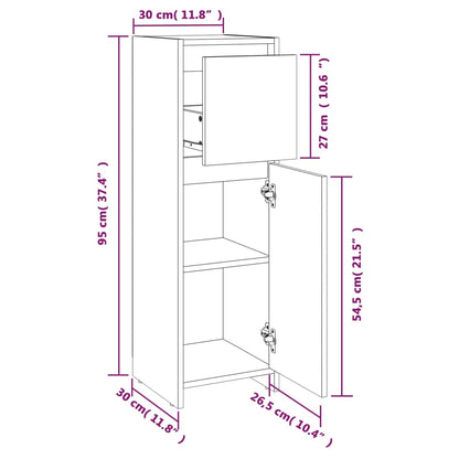 Badkamerkast 30X30X95 Cm Bewerkt Hout Kleurig Gerookt eiken