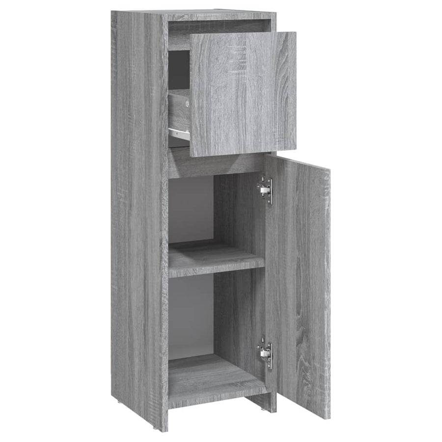 Badkamerkast 30X30X95 Cm Bewerkt Hout Eikenkleurig Grijs sonoma