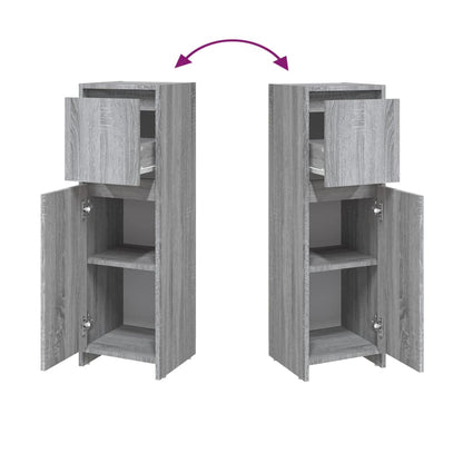Badkamerkast 30X30X95 Cm Bewerkt Hout Eikenkleurig Grijs sonoma