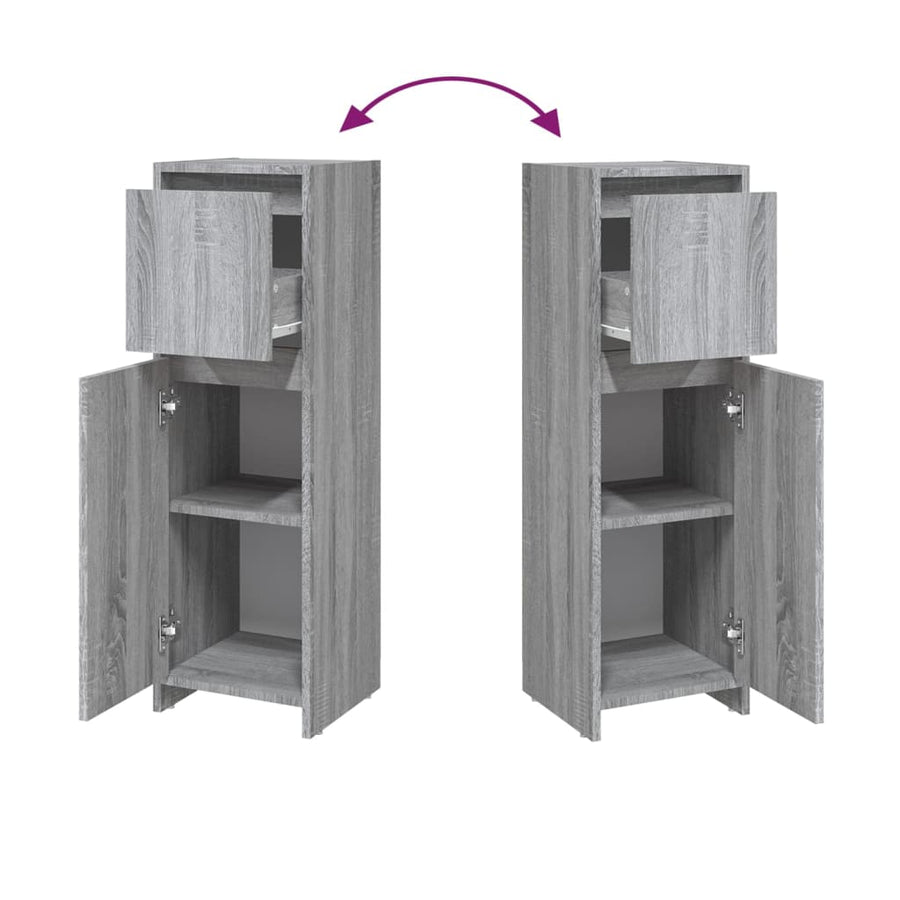 Badkamerkast 30X30X95 Cm Bewerkt Hout Eikenkleurig Grijs sonoma